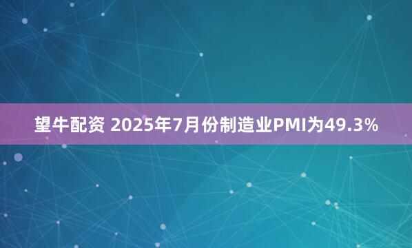 望牛配资 2025年7月份制造业PMI为49.3%